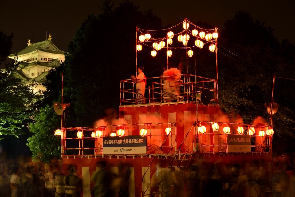 名古屋城宵祭り・盆踊りの夜景写真