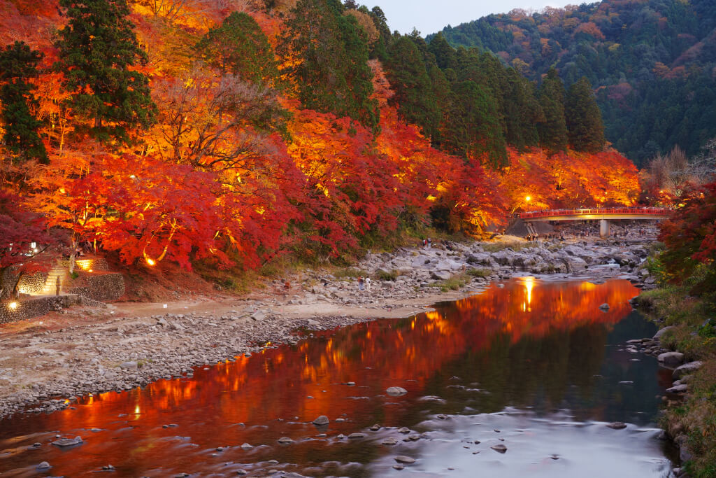 香嵐渓の秋紅葉写真